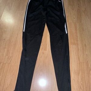Black Athletic Track Pants with White Stripe
